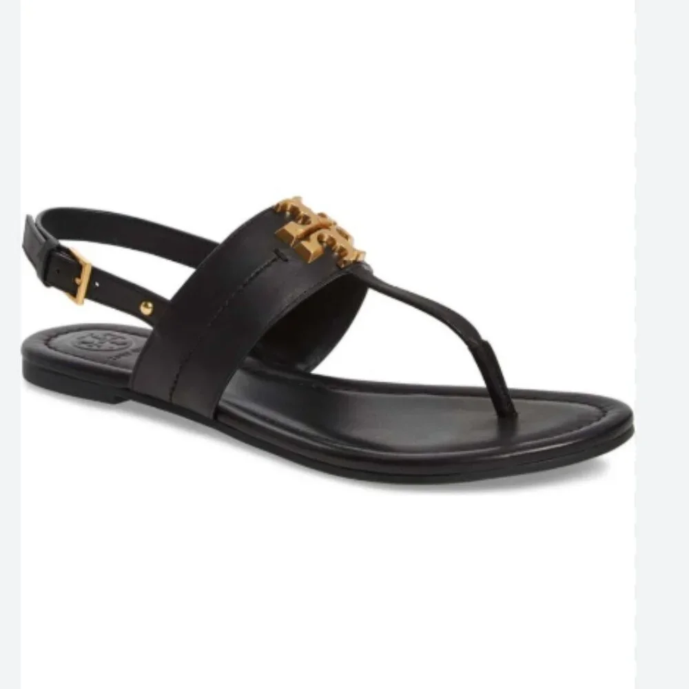 TORY BURCH Everly T Strap Sandals Black Size 10